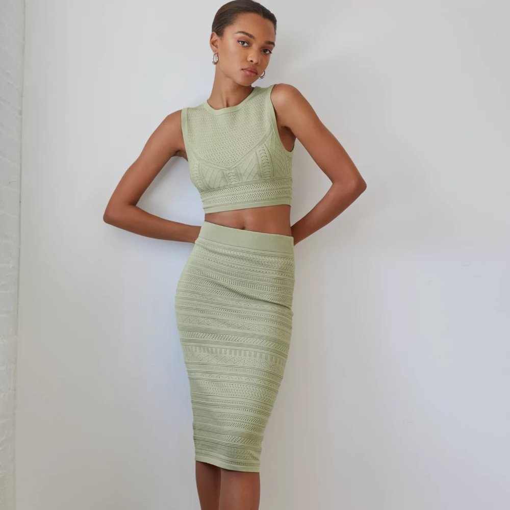 Aritzia Babaton Pointelle Top + Tube Skirt (SOLD AS SET) black - NWOT